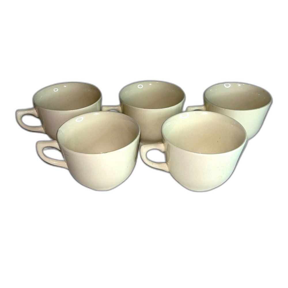 Minimalist Cream Beige Coffee Cup Set of 5 - Lightweight Bistro Style 10oz